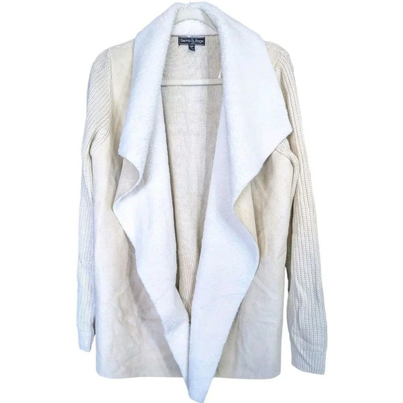 Sienna Sage Beige Women's Faux Fur Soft Open Front Cardigan Sweater Size 2X - Picture 1 of 7